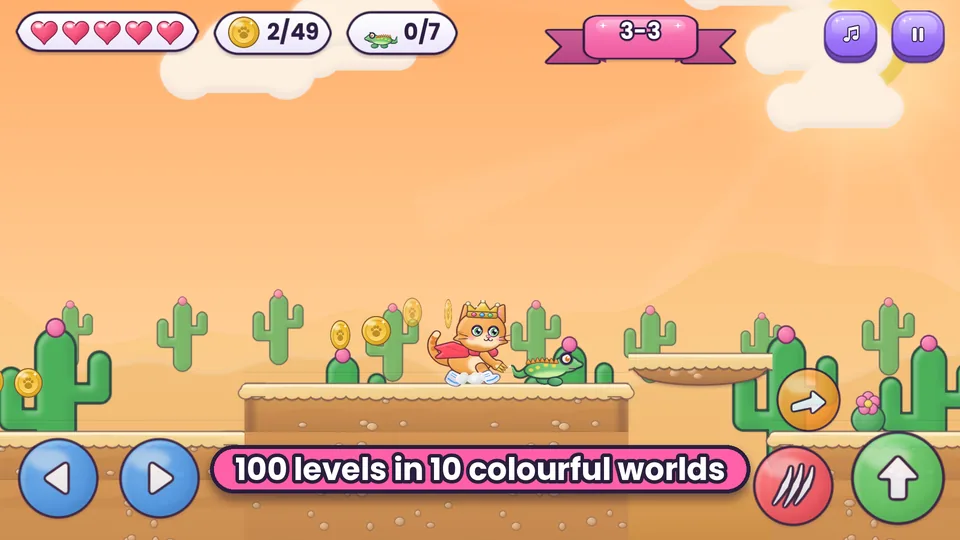 Cat Attack! gameplay in the desert world